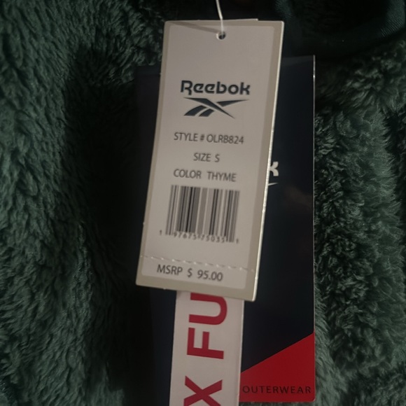 NWT Women’s Green Reebok Faux Fur Hooded Jacket-Size S - Picture 5 of 6